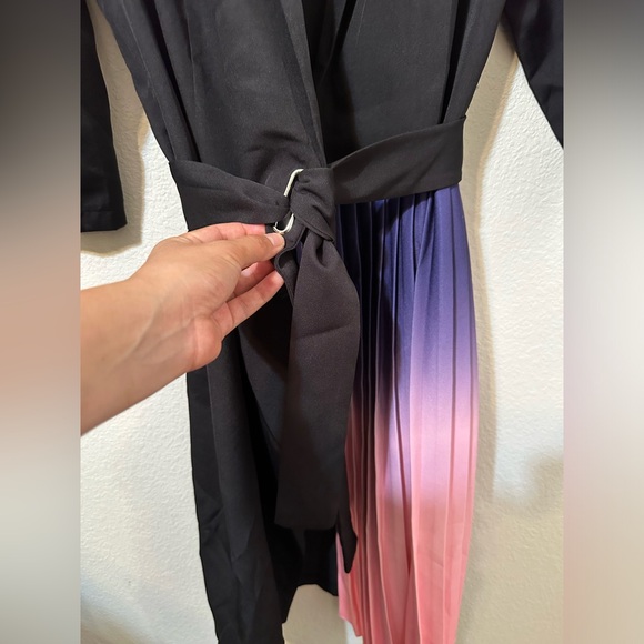 CHICME Blazer Ombré Pleated Wrap Knee Length Dress NWOT - Picture 9 of 15